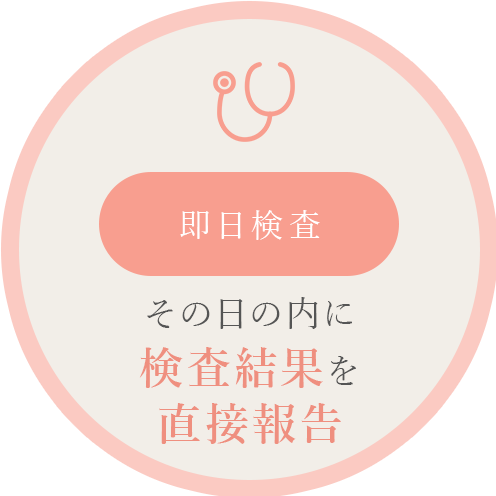即日検査 その日の内に検査結果を直接報告